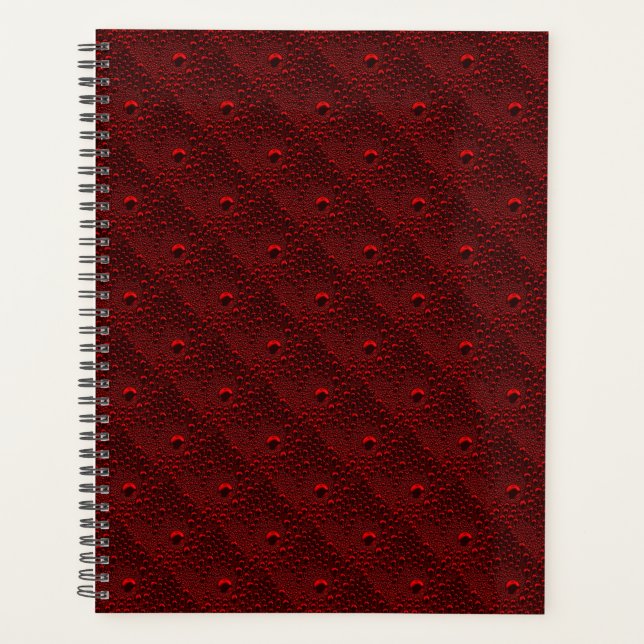 Water Drops on Crimson Metal Planner (Front)