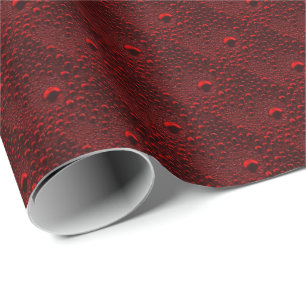 Water Drops on Crimson Metal Wrapping Paper