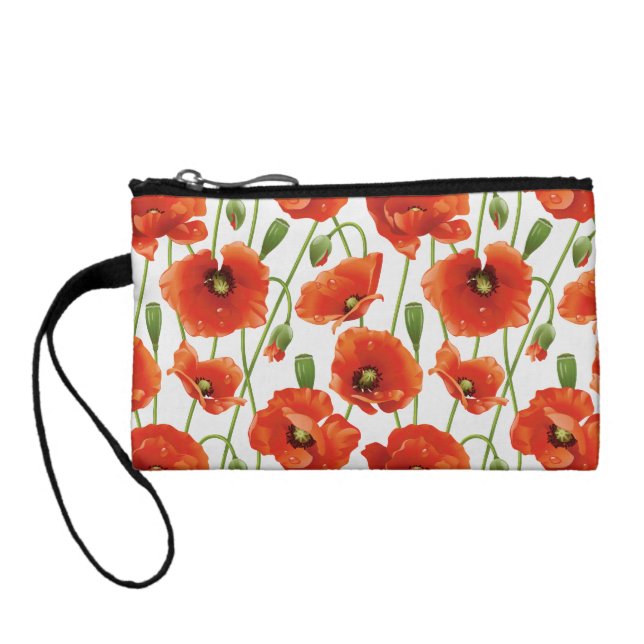 water drops on cute poppies coin purse (Back)