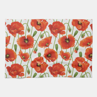 water drops on cute poppies tea towel