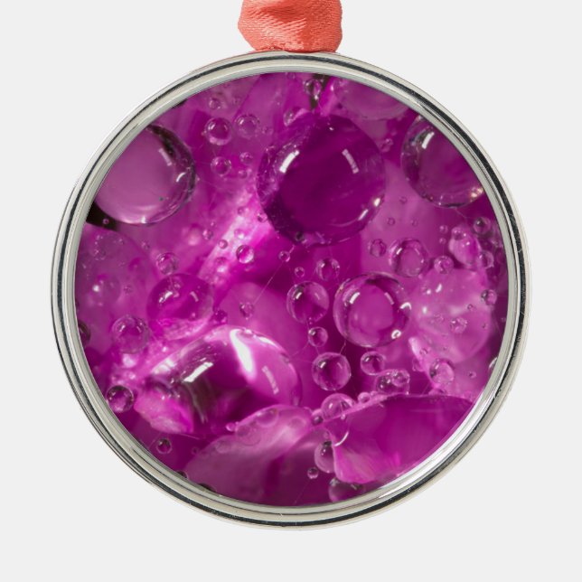 Water drops on flower, California Metal Ornament (Front)