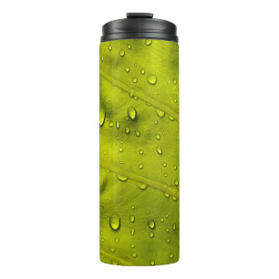 Water drops on green leaf thermal tumbler