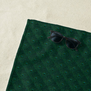 Water Drops on Green Metal Beach Towel