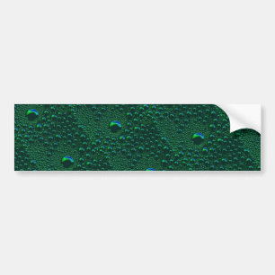 Water Drops on Green Metal Bumper Sticker