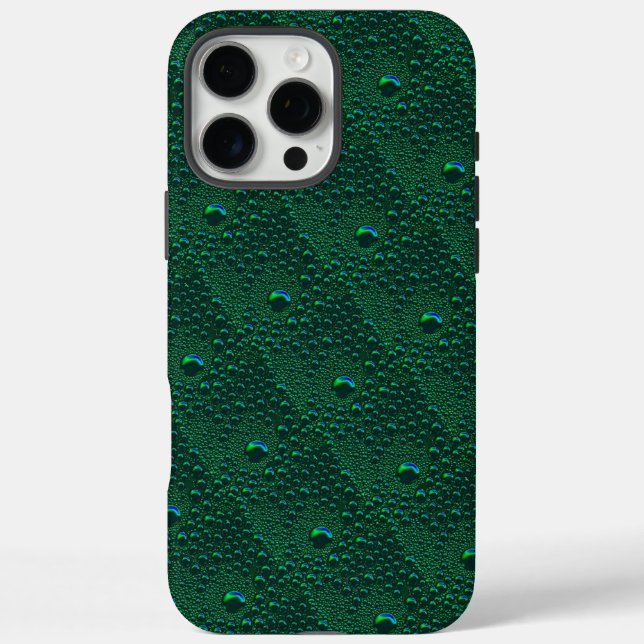 Water Drops on Green Metal Case-Mate iPhone Case (Back)