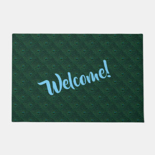 Water Drops on Green Metal Doormat