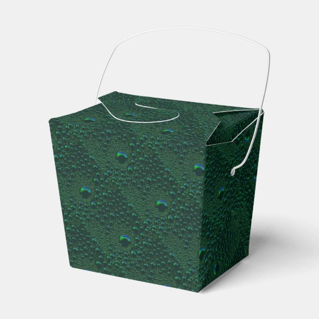 Water Drops on Green Metal Favour Box (Front Side)
