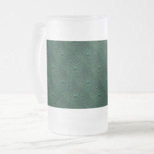 Water Drops on Green Metal Frosted Glass Beer Mug