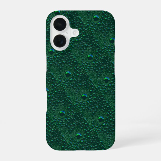 Water Drops on Green Metal iPhone 16 Case (Back)