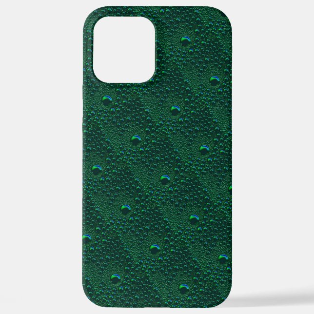 Water Drops on Green Metal iPhone Case (Back)