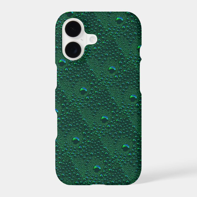 Water Drops on Green Metal iPhone Case (Back)