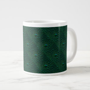 Water Drops on Green Metal Large Coffee Mug