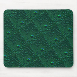 Water Drops on Green Metal Mouse Pad