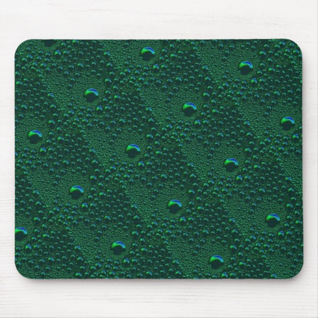 Water Drops on Green Metal Mouse Pad (Front)