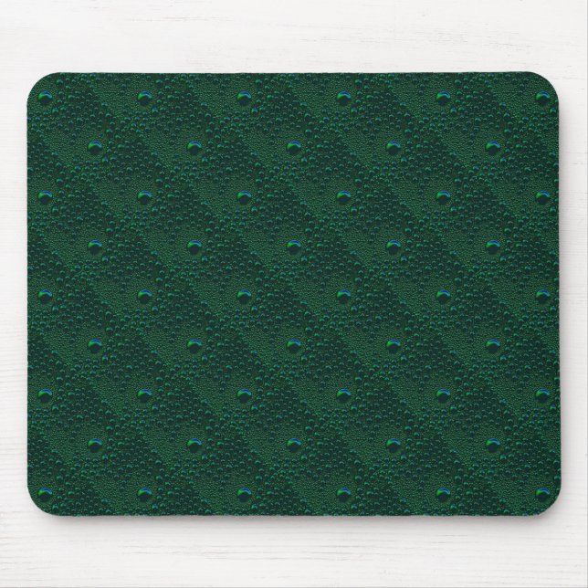 Water Drops on Green Metal Mouse Pad (Front)