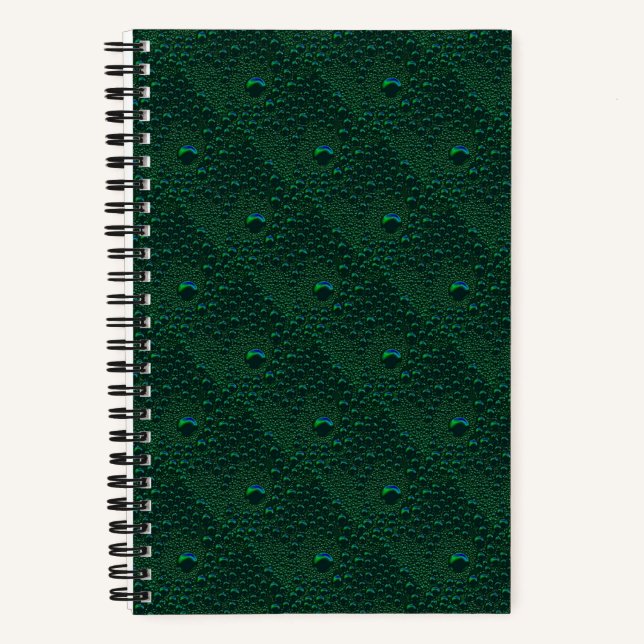 Water Drops on Green Metal Notebook (Front)