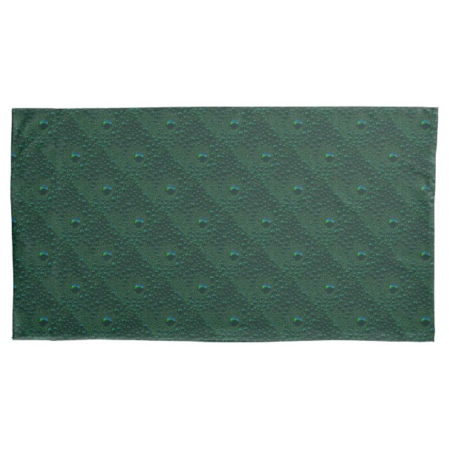 Water Drops on Green Metal Pillowcase (Front-Left)