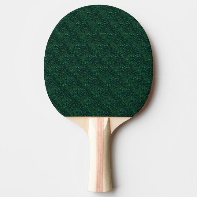 Water Drops on Green Metal Ping Pong Paddle (Front)