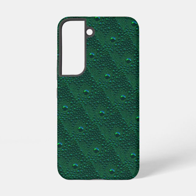 Water Drops on Green Metal Samsung Galaxy S22 Case (Back)