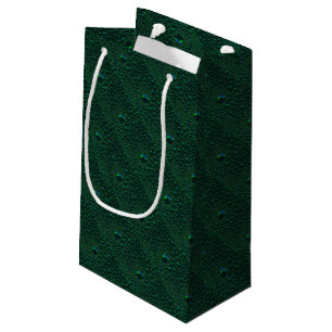 Water Drops on Green Metal Small Gift Bag