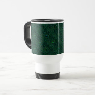Water Drops on Green Metal Travel Mug