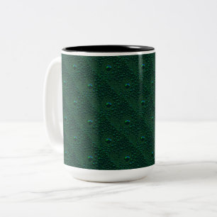 Water Drops on Green Metal Two-Tone Coffee Mug