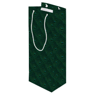 Water Drops on Green Metal Wine Gift Bag