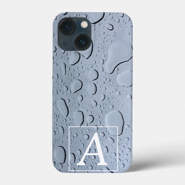 Water Drops Photo Monogram Initials Custom Name Case-Mate iPhone Case (Back)