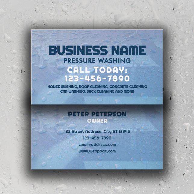 Water drops pressure washing business card (Creator Uploaded)