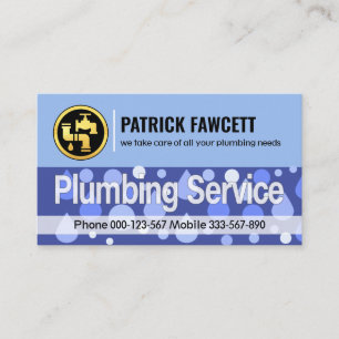 Water Drops Translucent Plumbing Service  Business Card