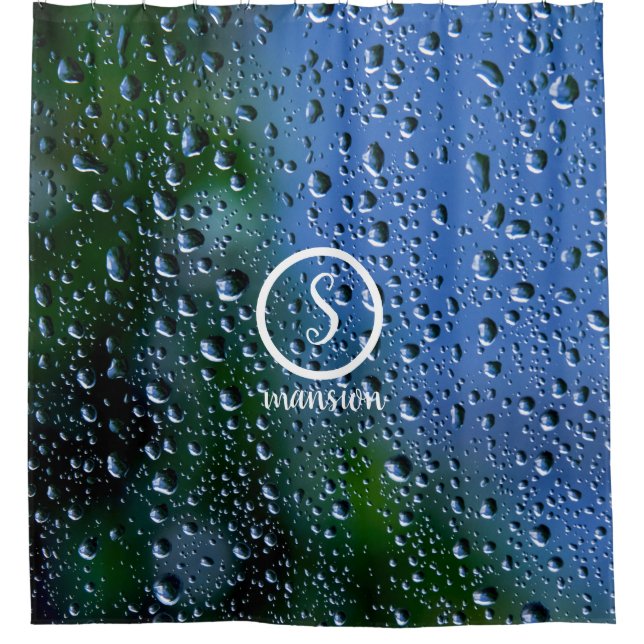 Water  Drops with Customisable Logo and Text Showe Shower Curtain (Front)