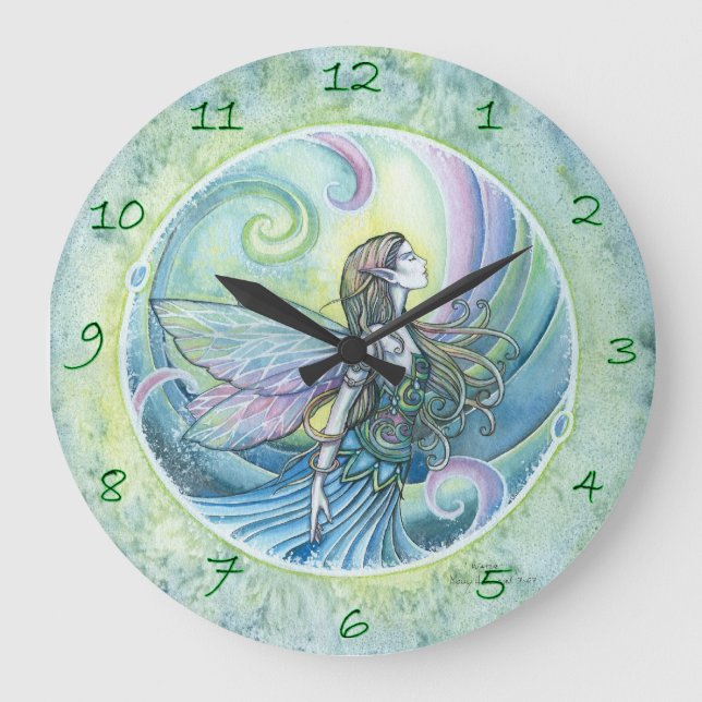 Water Element Fairy Fantasy Art Clock (Front)
