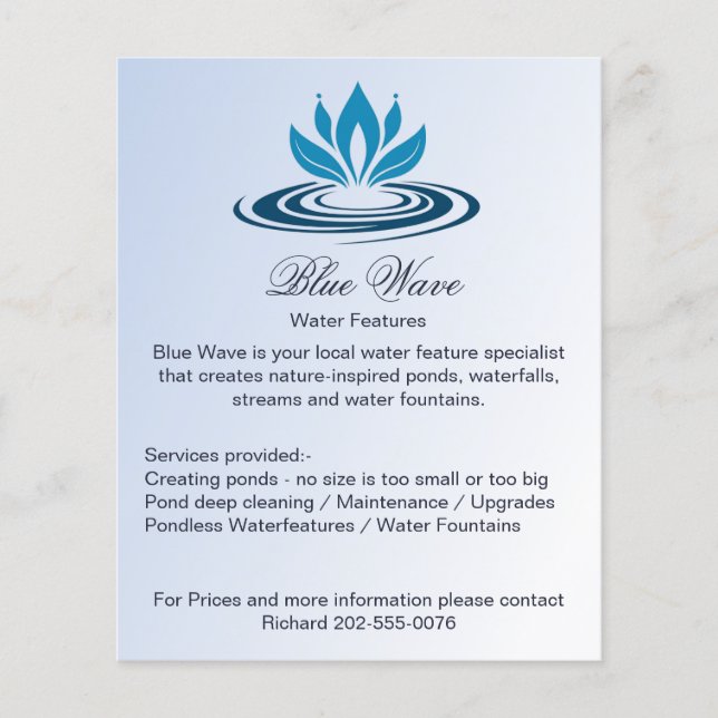 Water Feature Blue Business Advertising Flyer (Front)