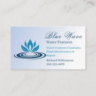 Water Feature Installation Blue Business Card