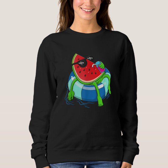 Water Floating Cute Watermelon   Women Water Fruit Sweatshirt (Front)