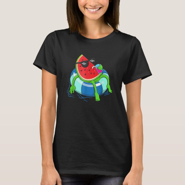 Water Floating Cute Watermelon   Women Water Fruit T-Shirt (Front)