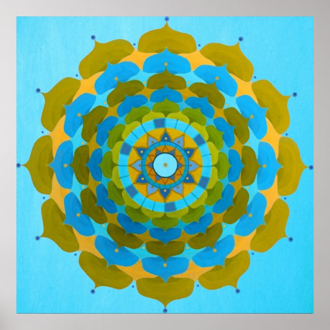 Water flower Mandala Poster (Front)