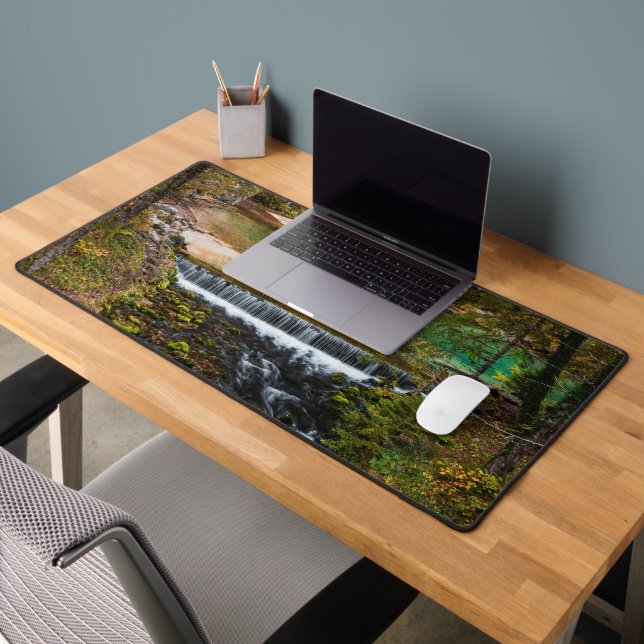 Water flowing through autumn forest desk mat (Office 2)