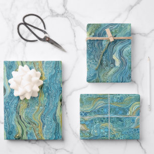 Water flowing, waves, underwater, rivers wrapping paper sheet
