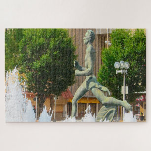 Water Fountain Olympic Runner Saint Louis Jigsaw Puzzle