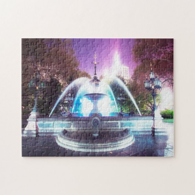 Water Fountains City Hall New York Jigsaw Puzzle (Horizontal)