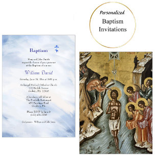Water From the Wells of Salvation Orthodox Baptism Invitation