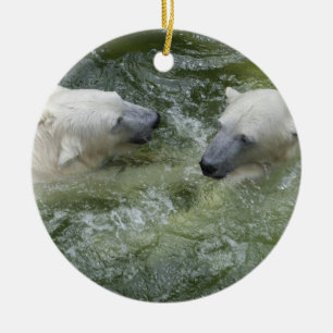 Water Fun Polar Bears Ceramic Ornament