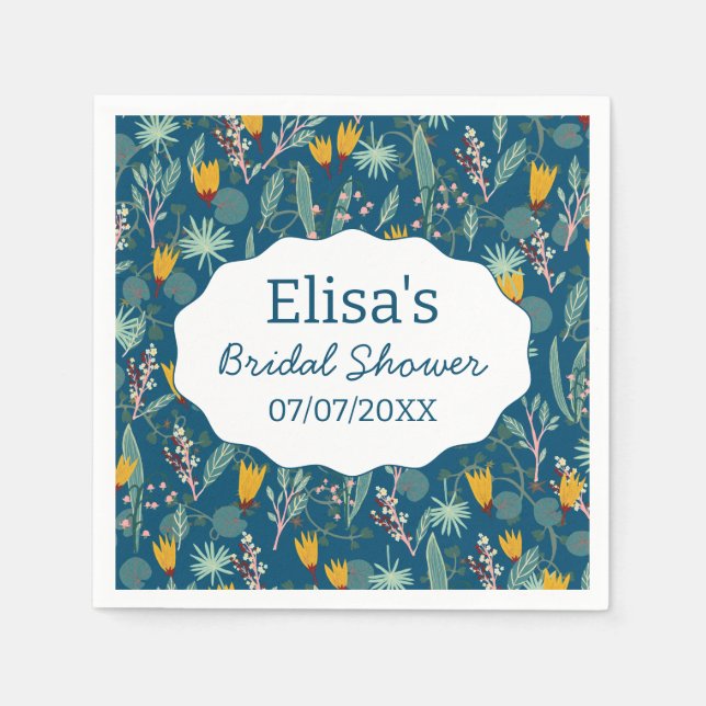 Water Garden Floral Bridal Shower Cute CUSTOM Napkin (Front)