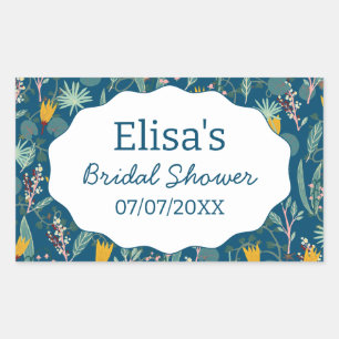 Water Garden Floral Bridal Shower Cute CUSTOM Rectangular Sticker