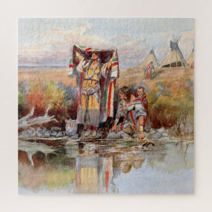 “Water Girl” Western Art by Charles M Russell Jigsaw Puzzle
