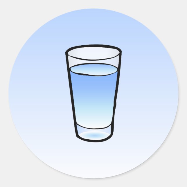 Water Glass Classic Round Sticker (Front)