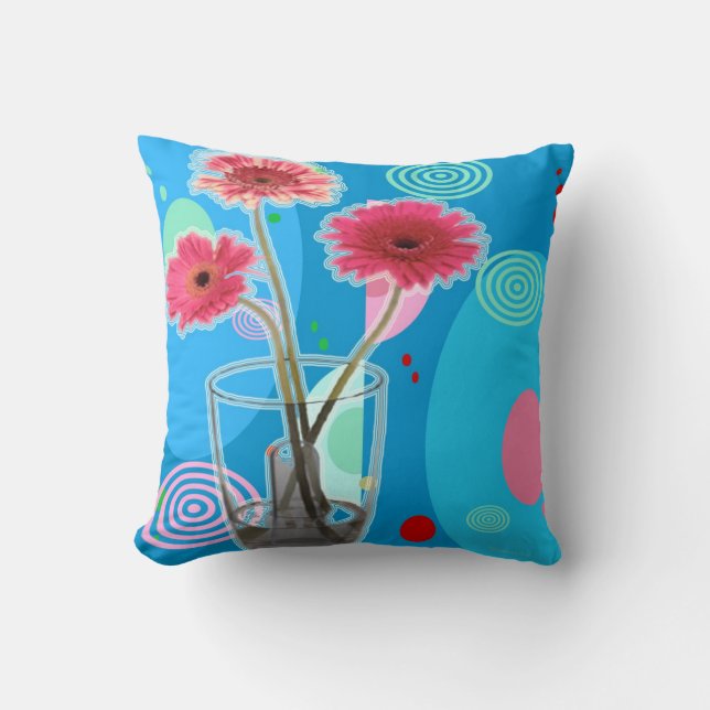 Water Glass Flowers Cushion (Front)