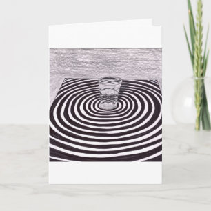 Water Glass on Black and White Circles Thank You Card