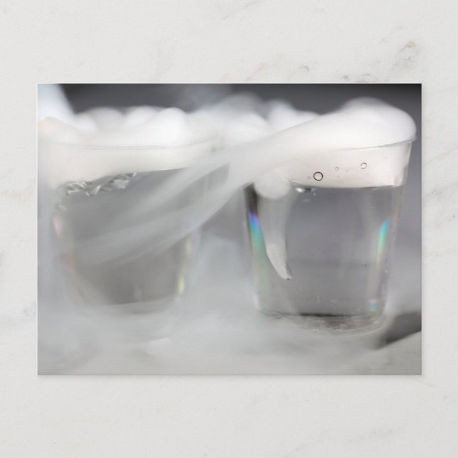 Water glasses with dry ice postcard (Front)